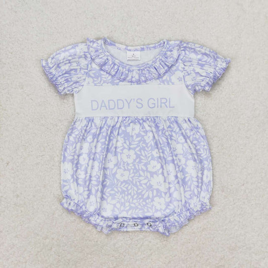 SR1491 daddy's girl blue floral lace short-sleeved jumpsuit
