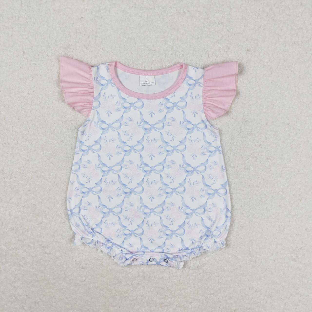 SR1522 Flower bow pink lace vest jumpsuit