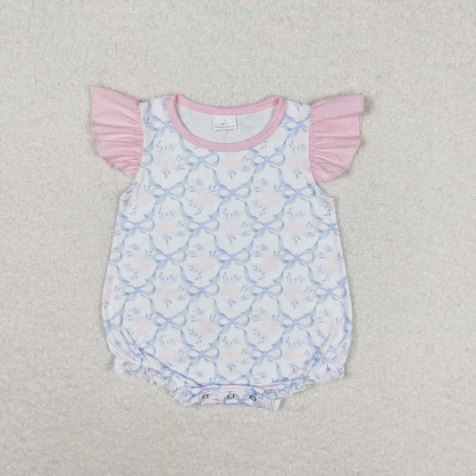 SR1522 Flower bow pink lace vest jumpsuit