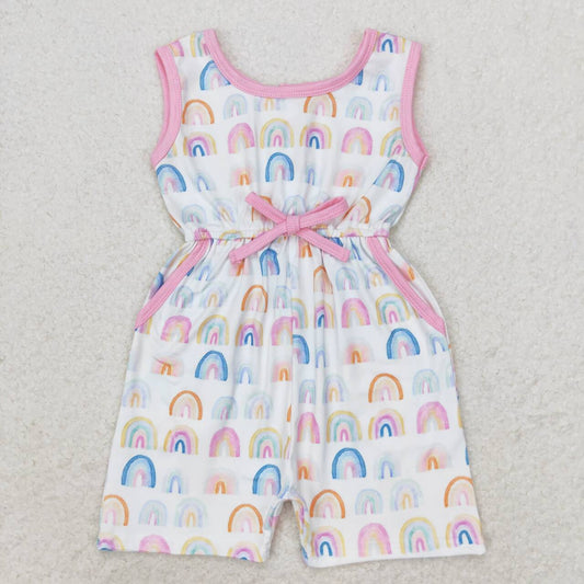 SR1600 Rainbow Pink Lace Bow Sleeveless Bodysuit