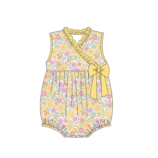 preorder SR1630 Floral floral yellow lace bow vest jumpsuit