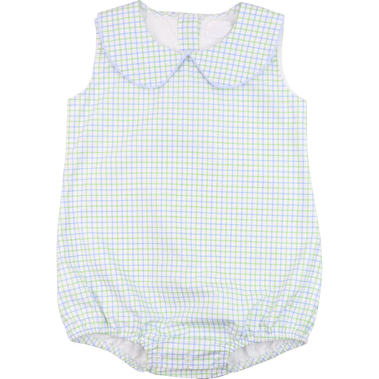 preorder  SR1634 Teal plaid doll collar tank top bodysuit