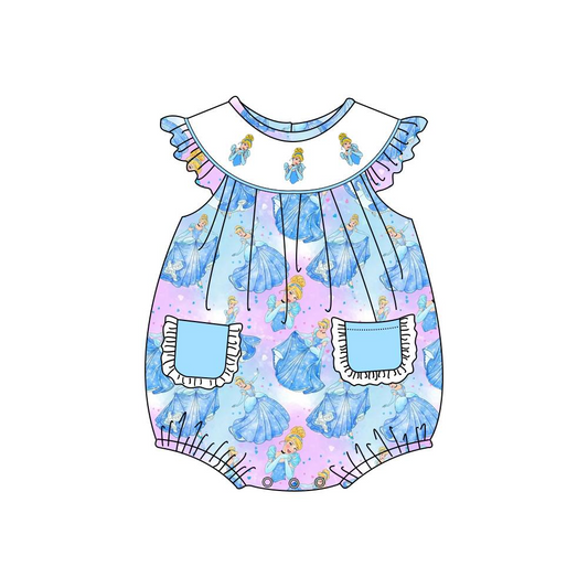 preorder SR1646 girls Pocket Blue Purple Short Sleeve Jumpsuit