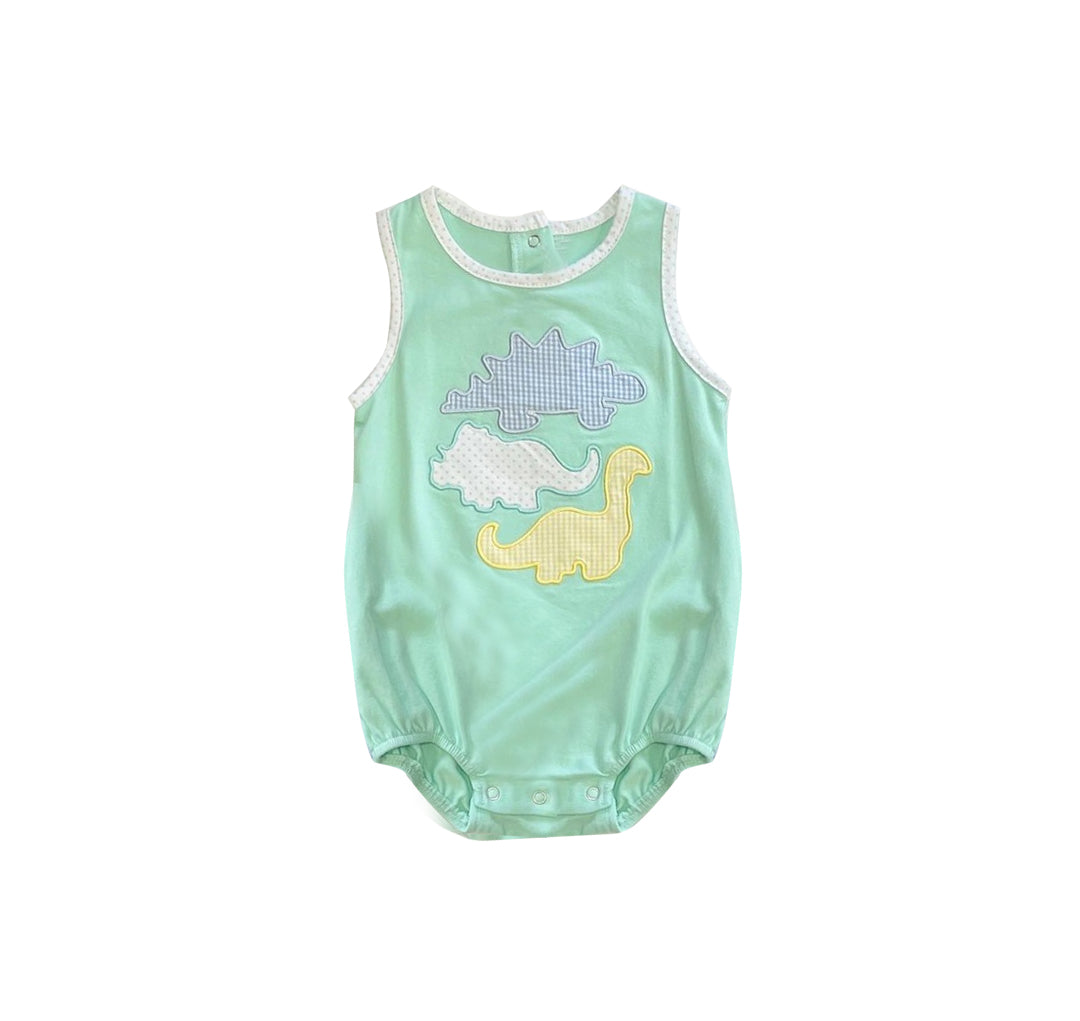preorder SR1654 Dinosaur Teal Vest Bodysuit