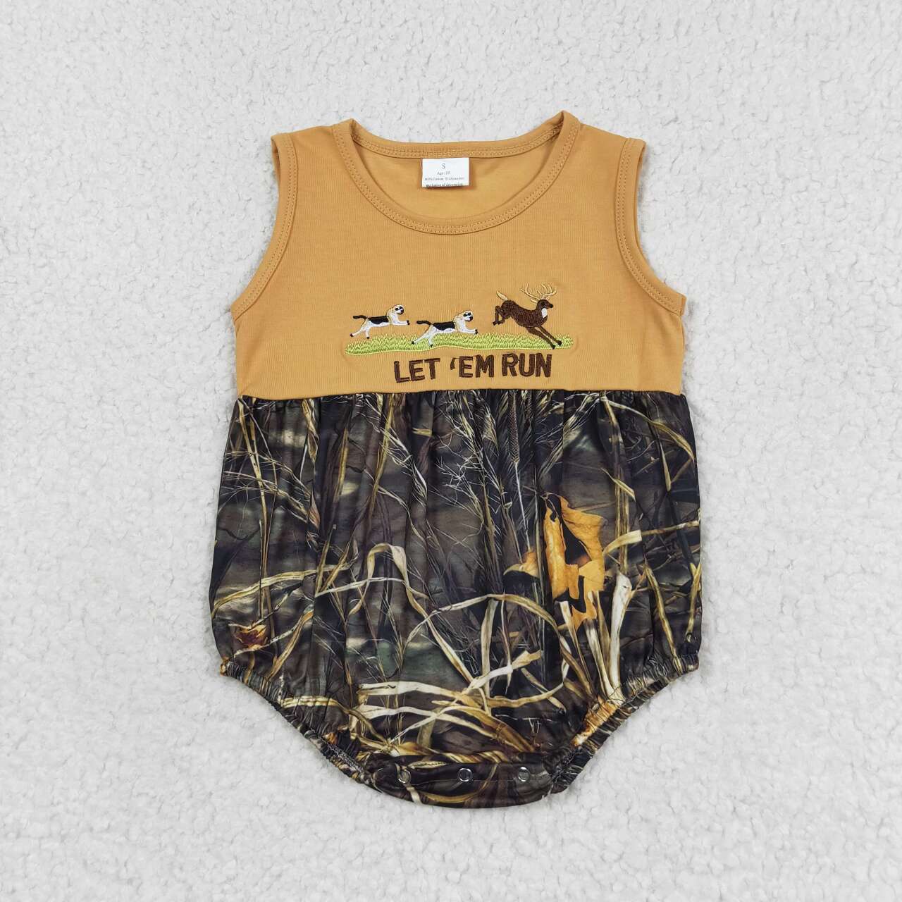 SR1660 Boys let run puppy elk light brown vest jumpsuit