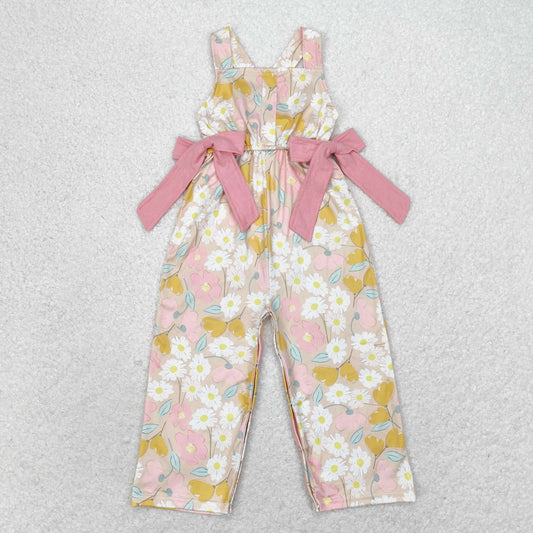 SR1674 Floral brown suspender jumpsuit