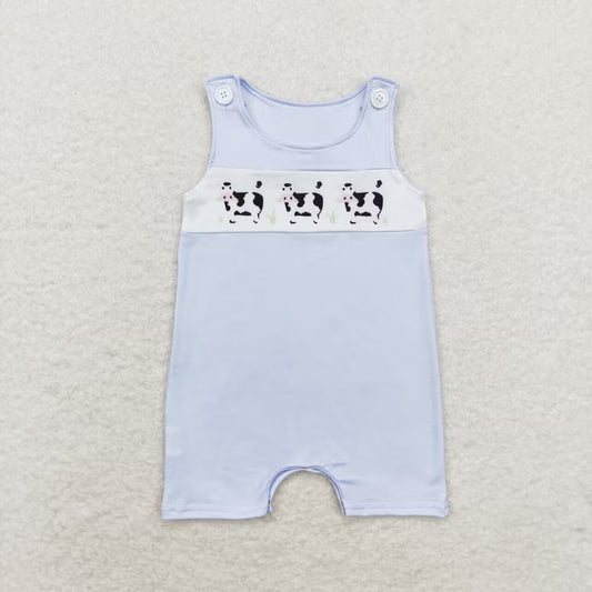 SR1695 Cow blue sleeveless bodysuit
