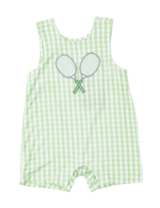 presale SR1716 Racket Green Plaid Sleeveless Jumpsuit