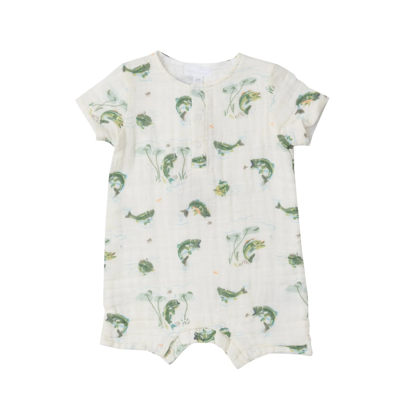 presale SR1722 Green fish fishing short-sleeved jumpsuit