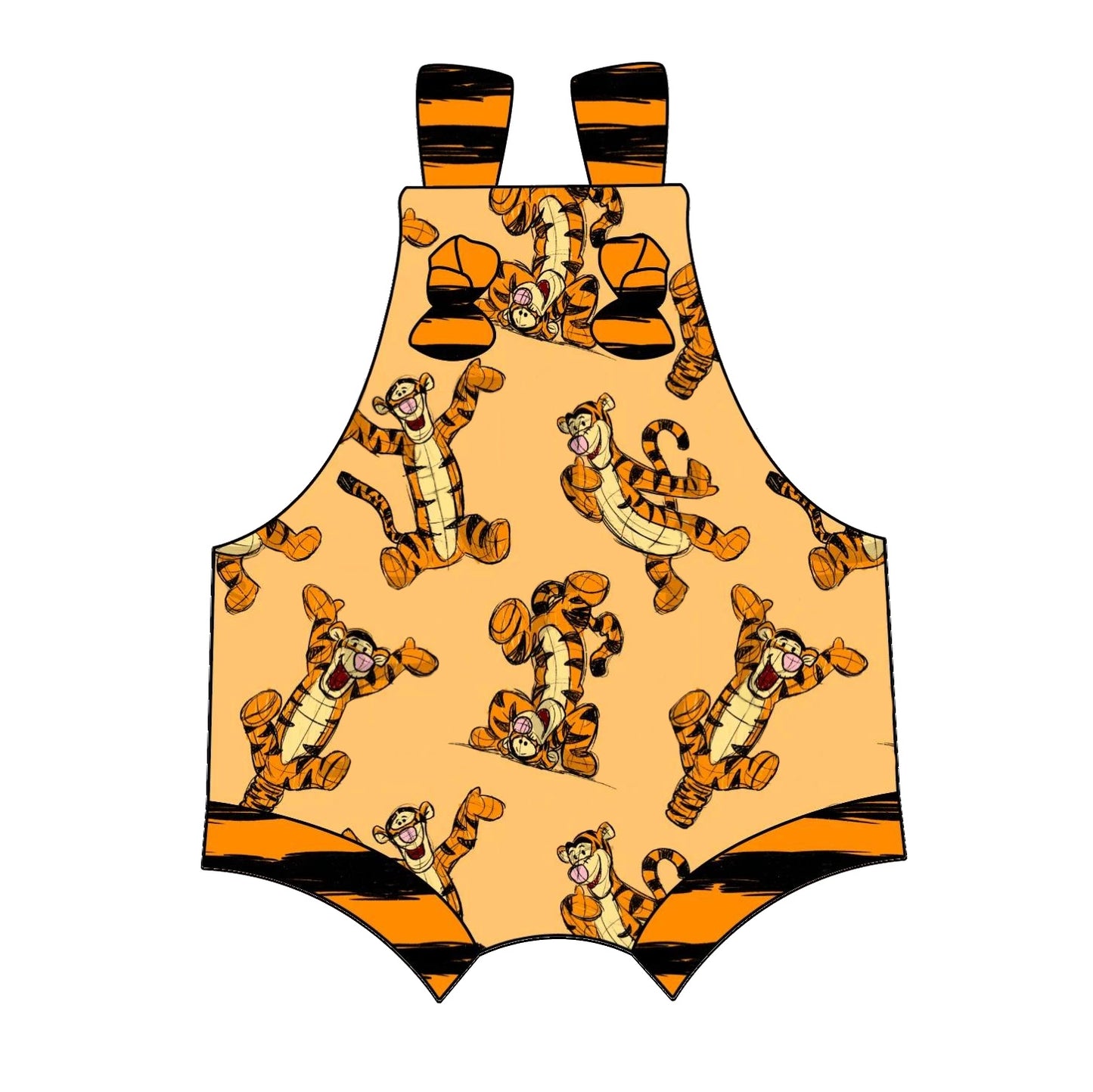 presale SR1738 Cartoon Tiger Orange Suspender Jumpsuit