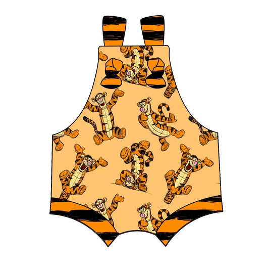 presale SR1738 Cartoon Tiger Orange Suspender Jumpsuit