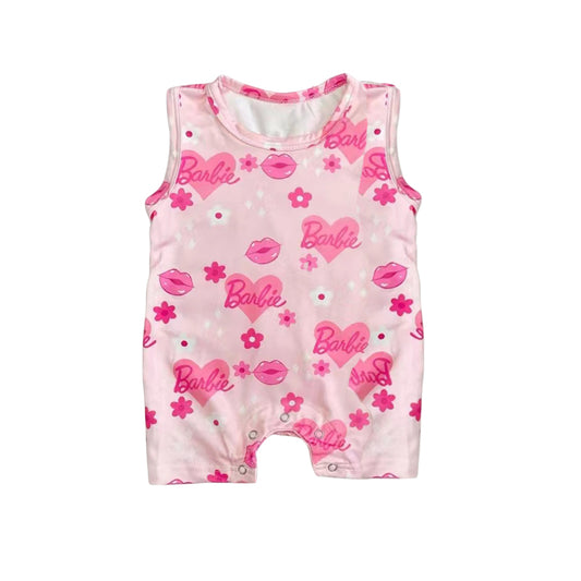 presale SR1758 Flower Heart Pink Sleeveless Jumpsuit