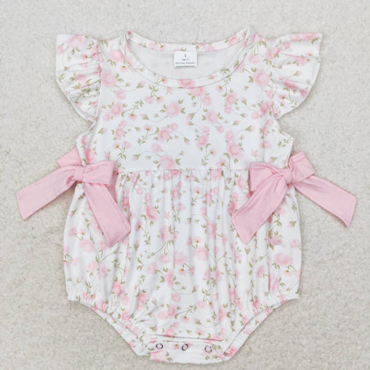SR1765 Flower floral bow pink and white vest jumpsuit D 4.24