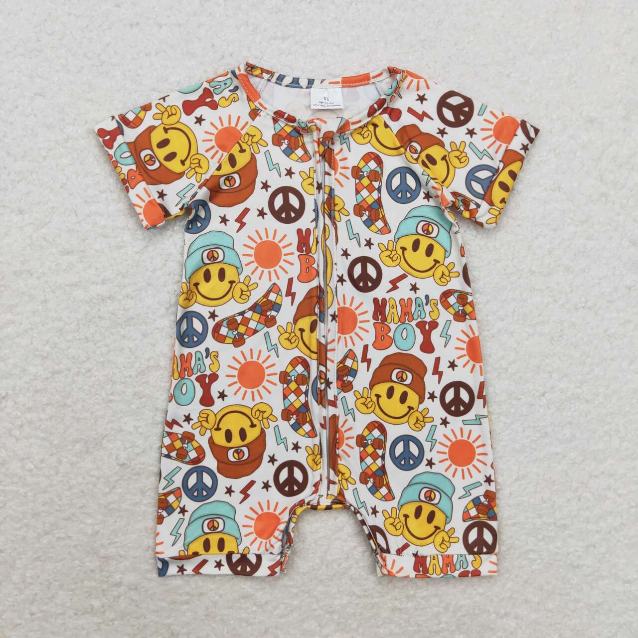 SR1776 Mama's boy sun skateboard zip-up short-sleeved jumpsuit