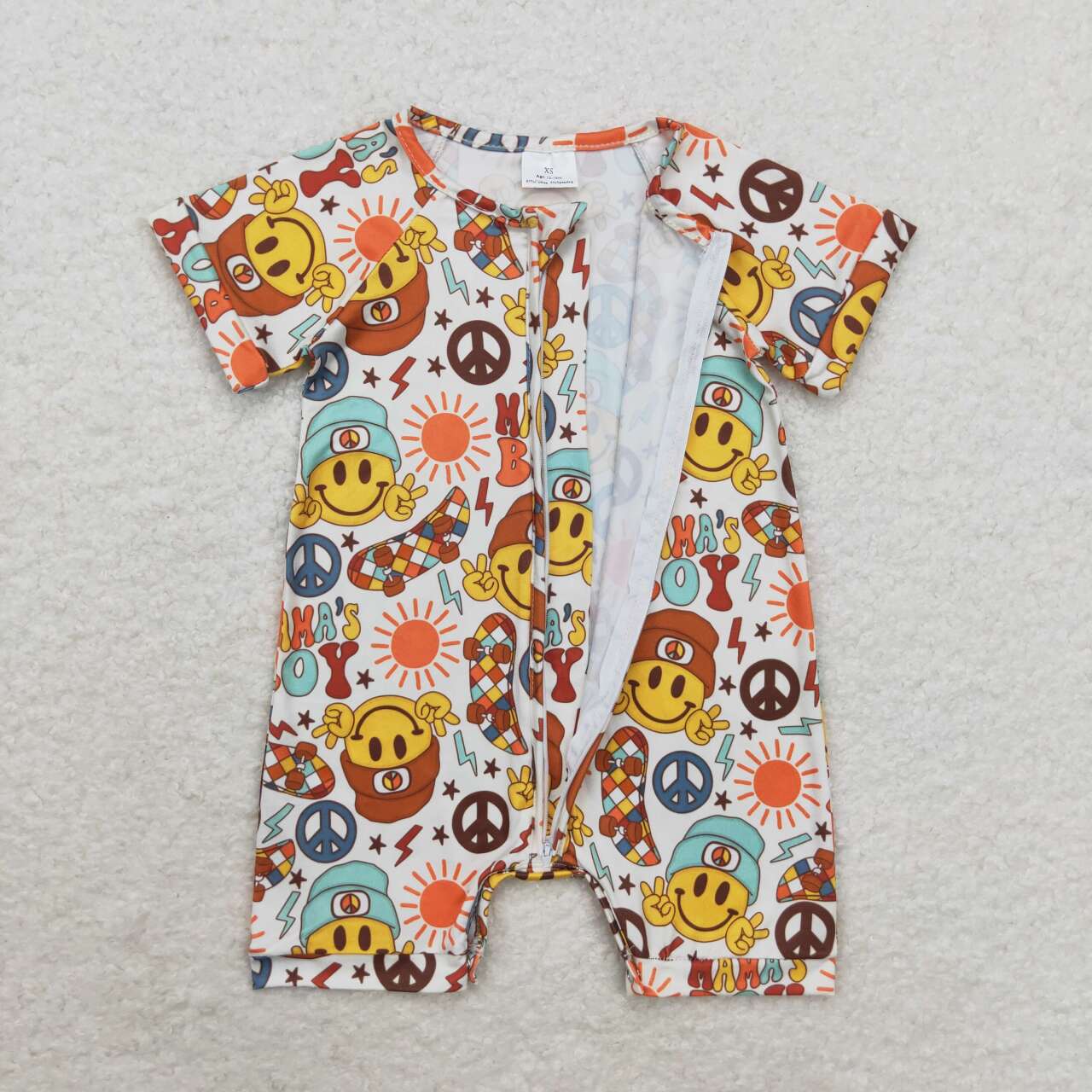 SR1776 Mama's boy sun skateboard zip-up short-sleeved jumpsuit