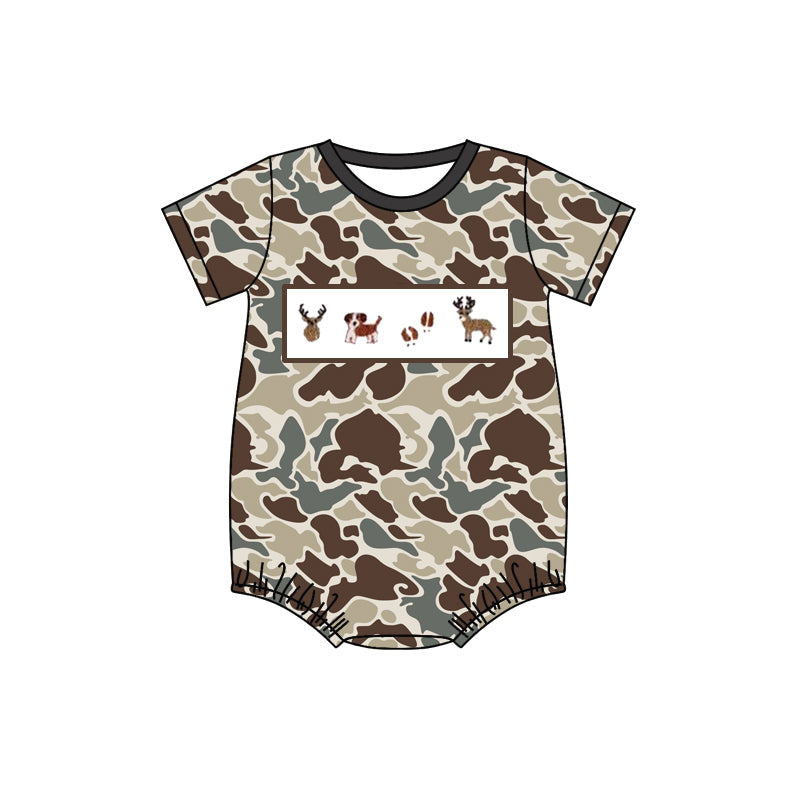 SR1785 Boys Elk Puppy Camo Short Sleeve Onesie
