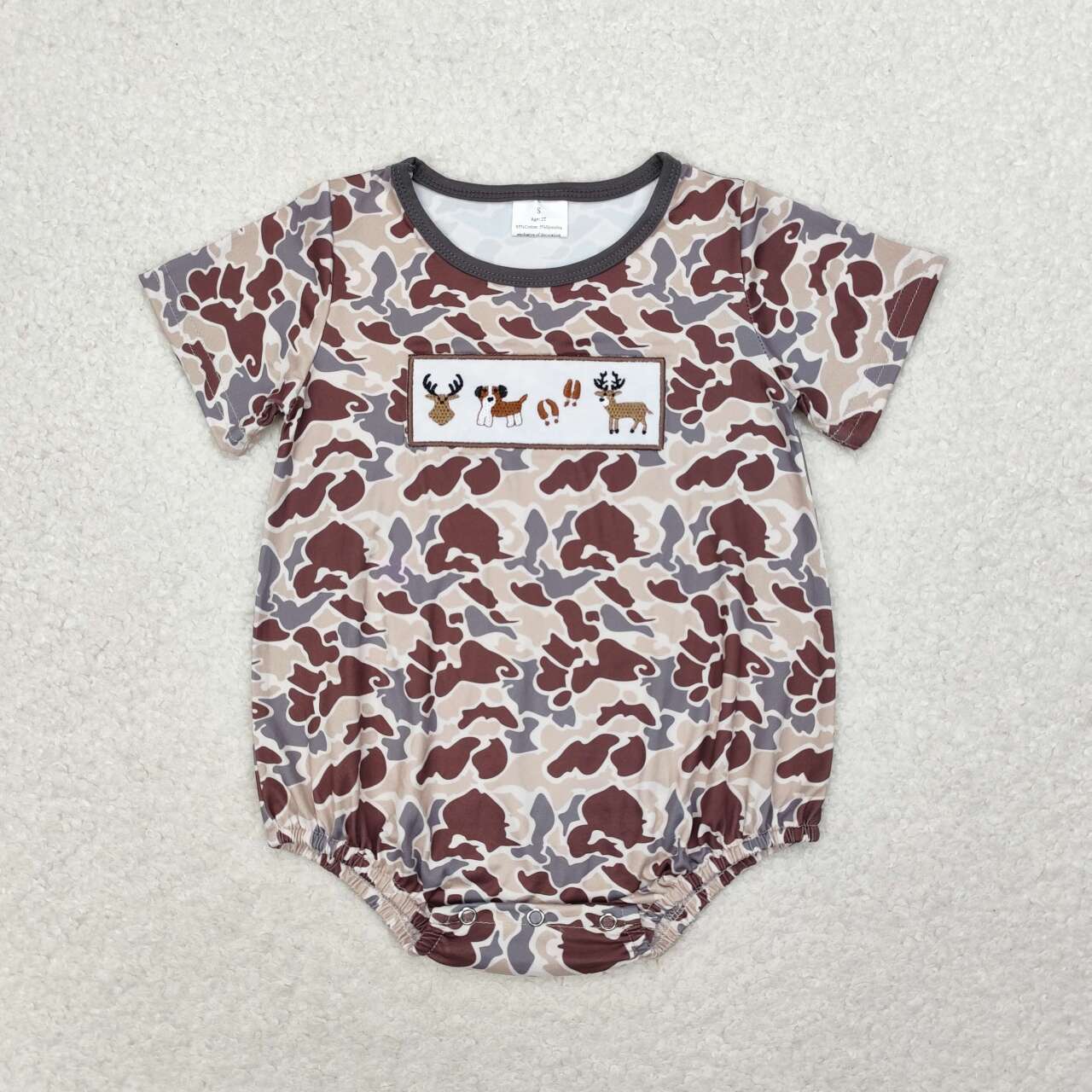 SR1785 Boys Elk Puppy Camo Short Sleeve Onesie