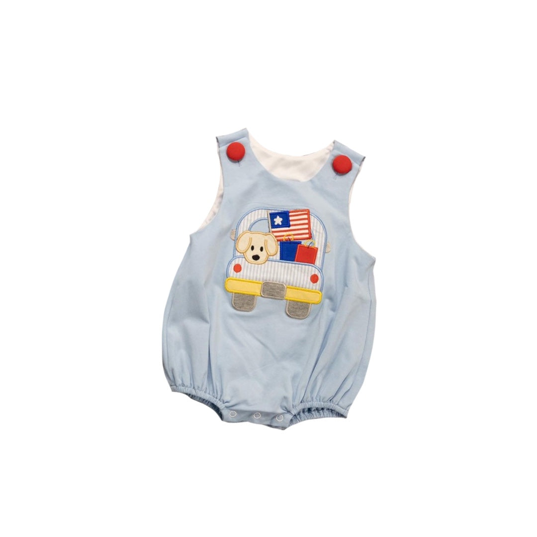 presale SR1786 National Day Flag Puppy Truck Blue Vest Onesie