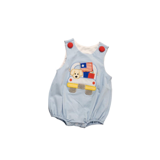 presale SR1786 National Day Flag Puppy Truck Blue Vest Onesie