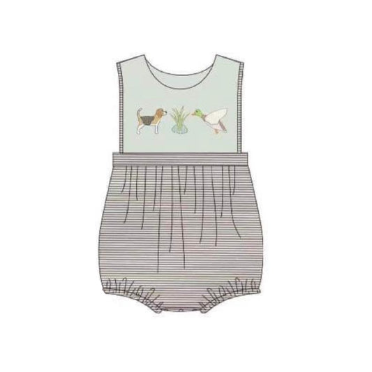 presale SR1791 Puppy Duck Stripe Teal Tank Top Onesie