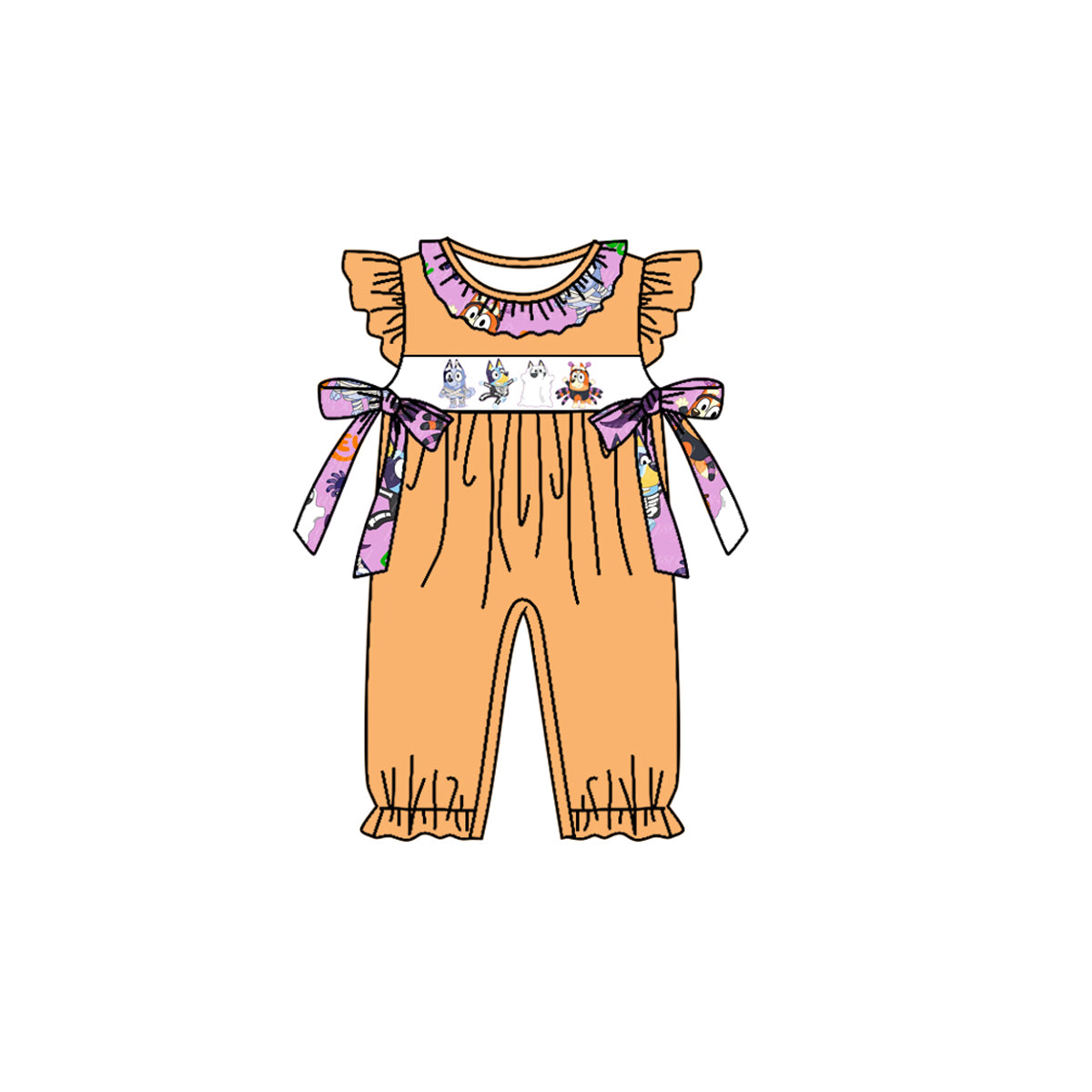 SR1796 Halloween Spider Pumpkin Lantern Lace Orange Short Sleeve Jumpsuit