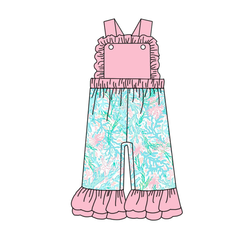 presale SR1804 Turquoise Seaweed Pink Lace Strap Jumpsuit