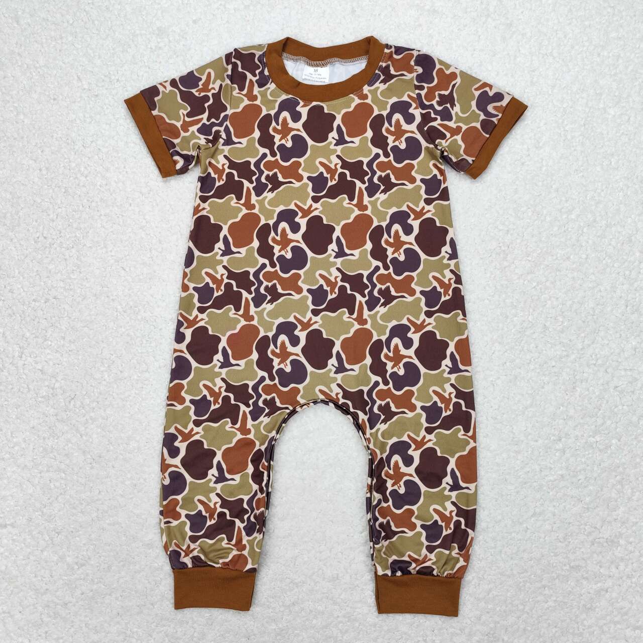 SR1814 Duck Camo Brown Short Sleeve Jumpsuit