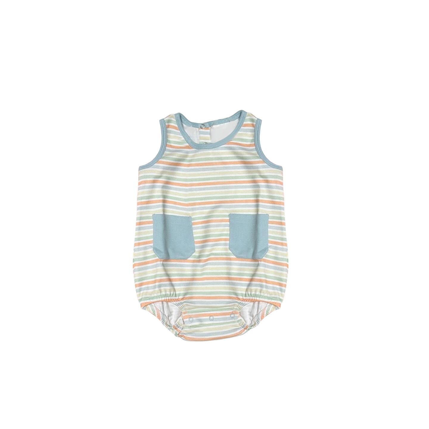 presale SR1820 Colorful striped blue pocket vest bodysuit