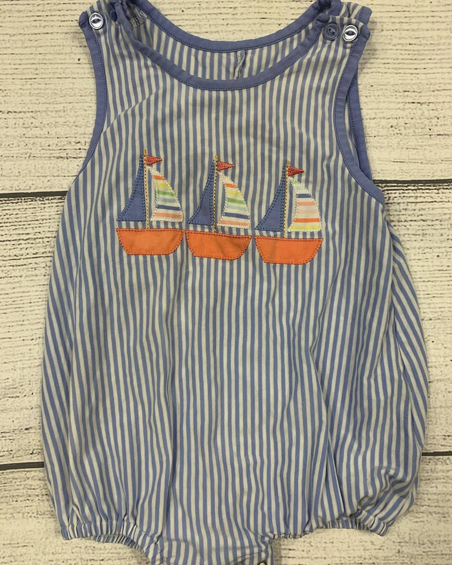 presale SR1823 Sailing Blue Striped Vest Jumpsuit