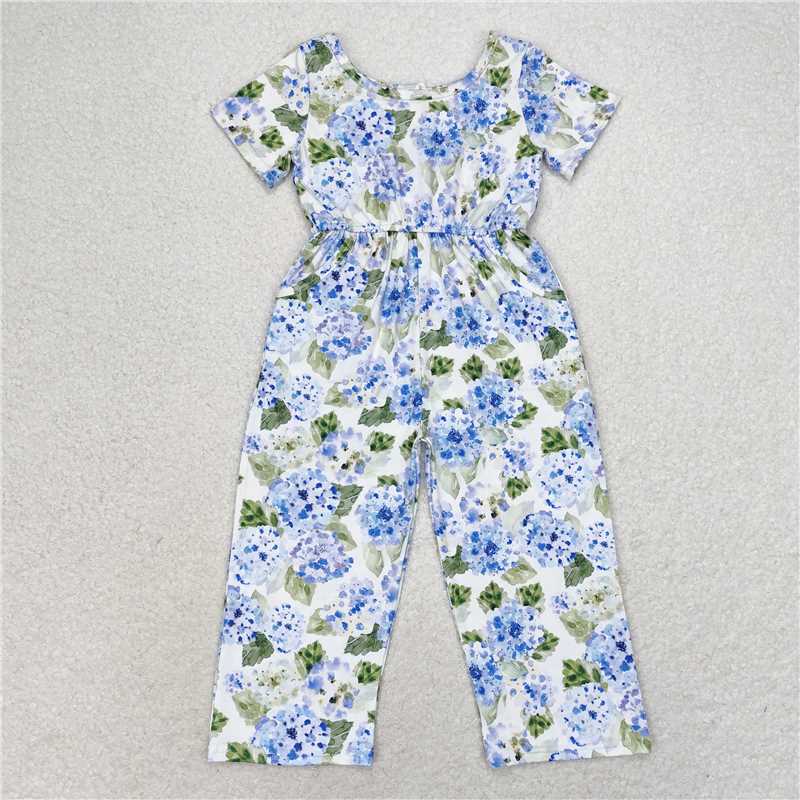 Match Baby Girls Blue Flowers Athletic Active Wear Top Shorts Skirts Clothes Sets Jumpsuit  D 3.13