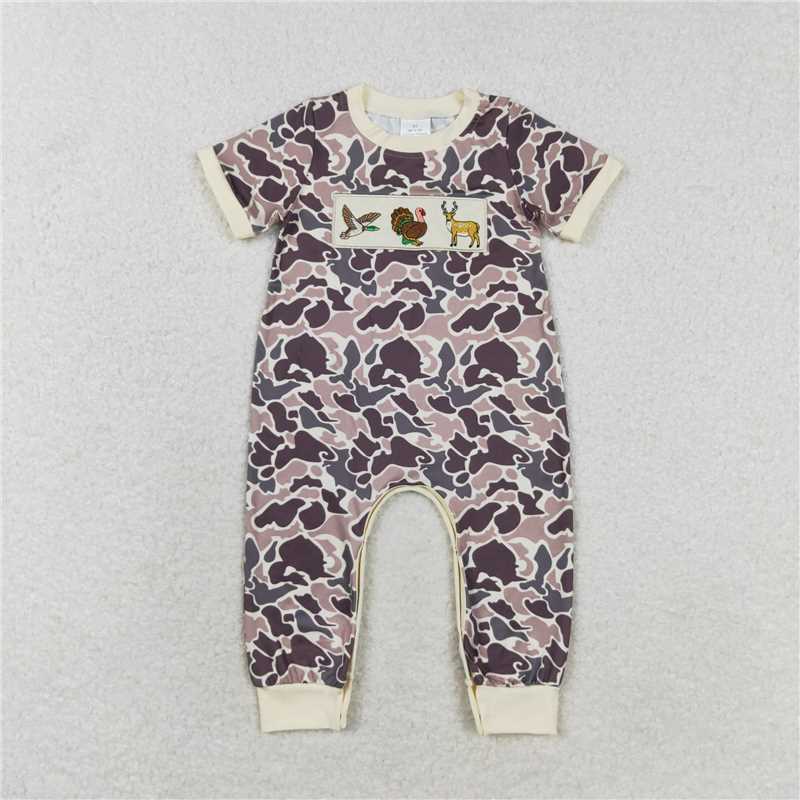 Duck Turkey Deer Embroidery Camo Print Sibling Hunting Matching Clothes  D 3.29