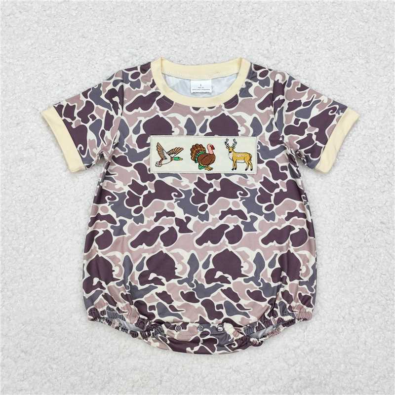 Duck Turkey Deer Embroidery Camo Print Sibling Hunting Matching Clothes  D 3.29