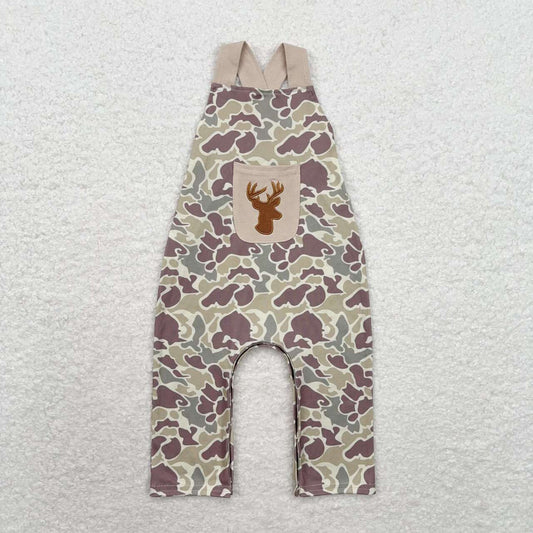SR1913 Embroidered Deer Head Pocket Camouflage Sleeveless Bodysuit