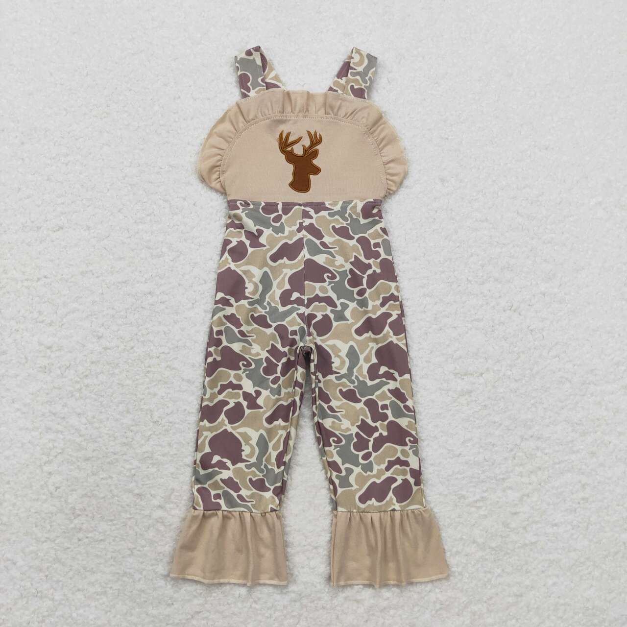SR1914 Embroidered Deer Head Lace Camouflage Sleeveless Bib Bodysuit D 4.6