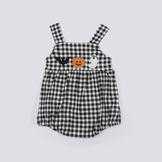 presale SR1935 Bat Pumpkin Ghost Plaid Vest Bodysuit