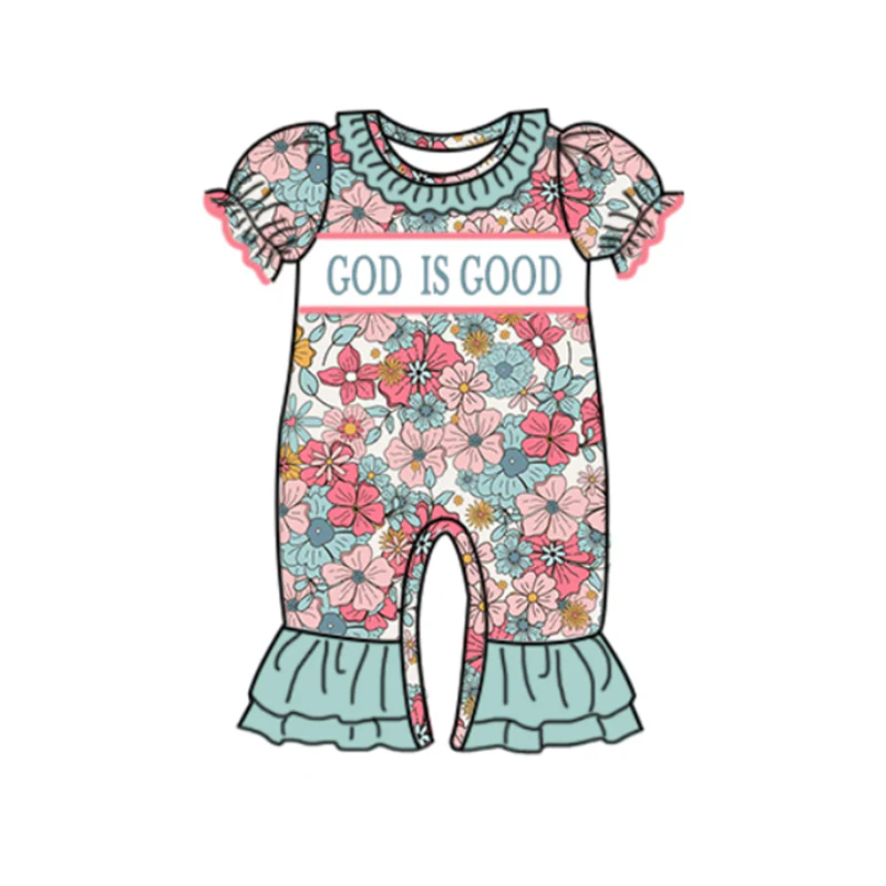 SR1938 Beige short-sleeved bodysuit with floral teal lace