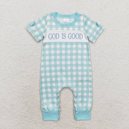 SR1939 Plaid Teal Short Sleeve Bodysuit