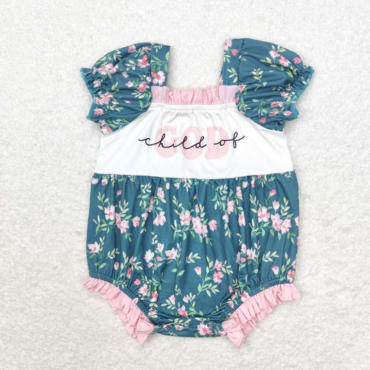 SR1940 Floral Green Short Sleeve Bodysuit