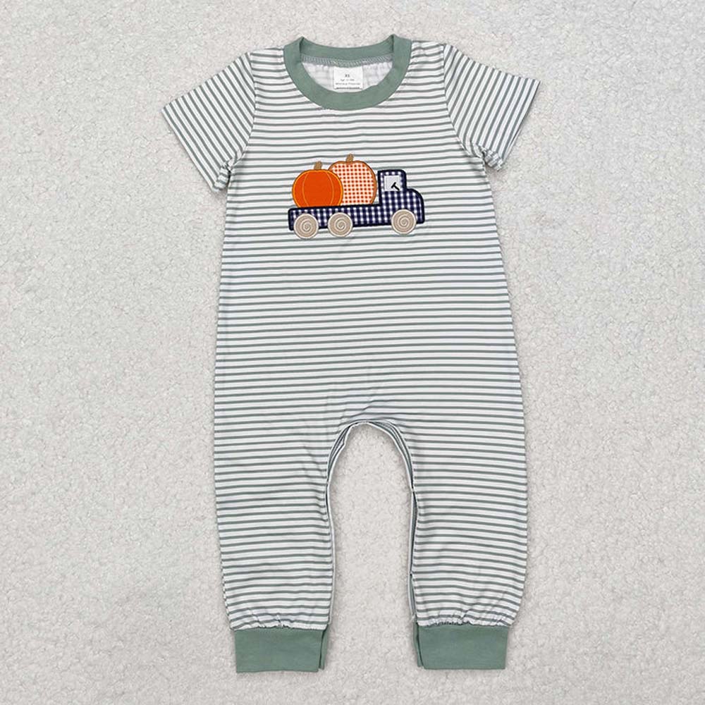 Sibling Baby Boys Pumpkins Truck Pumpkin Rompers Clothes  D 6.26