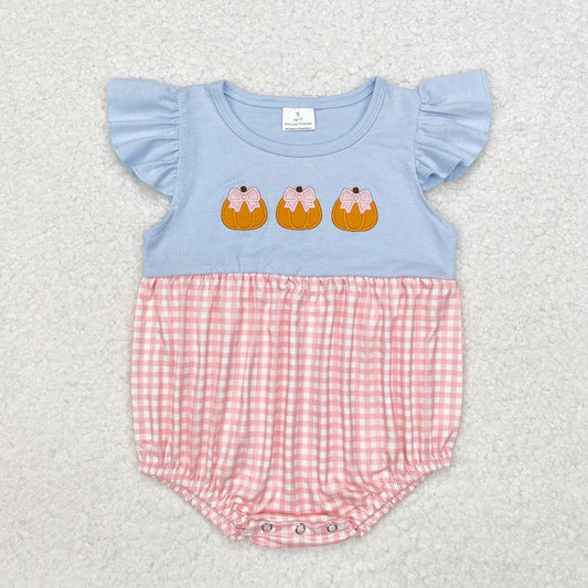 SR1962 Pink Plaid Pumpkin Short Sleeve Bodysuit