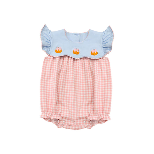 presale SR1962  Pink Plaid Pumpkin Short Sleeve Bodysuit  2024 7.30