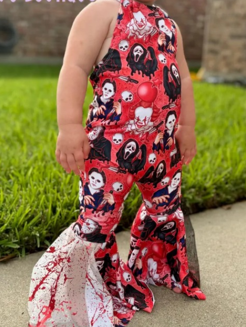 SR1965  Halloween Clown Balloon Red Sleeveless Bodysuit