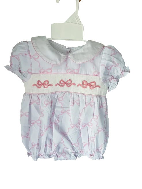 presale SR1967 Pink Bow Pattern Short Sleeve Bodysuit with Doll Collar 2024 8.9