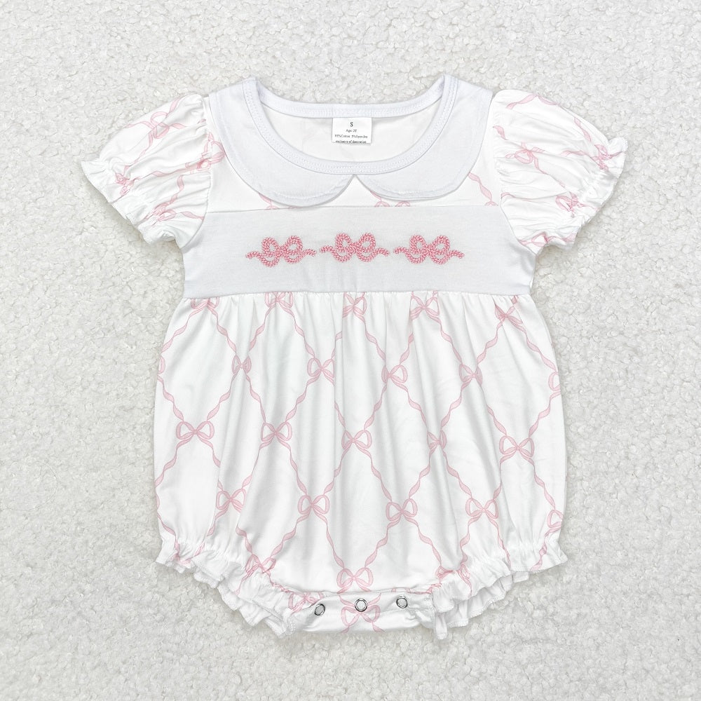 SR1967 Pink Bow Pattern Short Sleeve Bodysuit  D 4.28