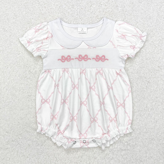 SR1967 Pink Bow Pattern Short Sleeve Bodysuit  D 4.28