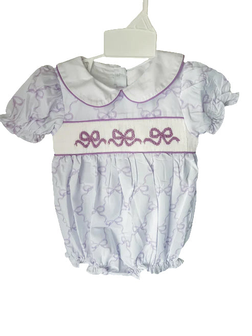 presale  SR1968 Purple Bow Pattern Short Sleeve Bodysuit with Doll Collar 2024 8.9