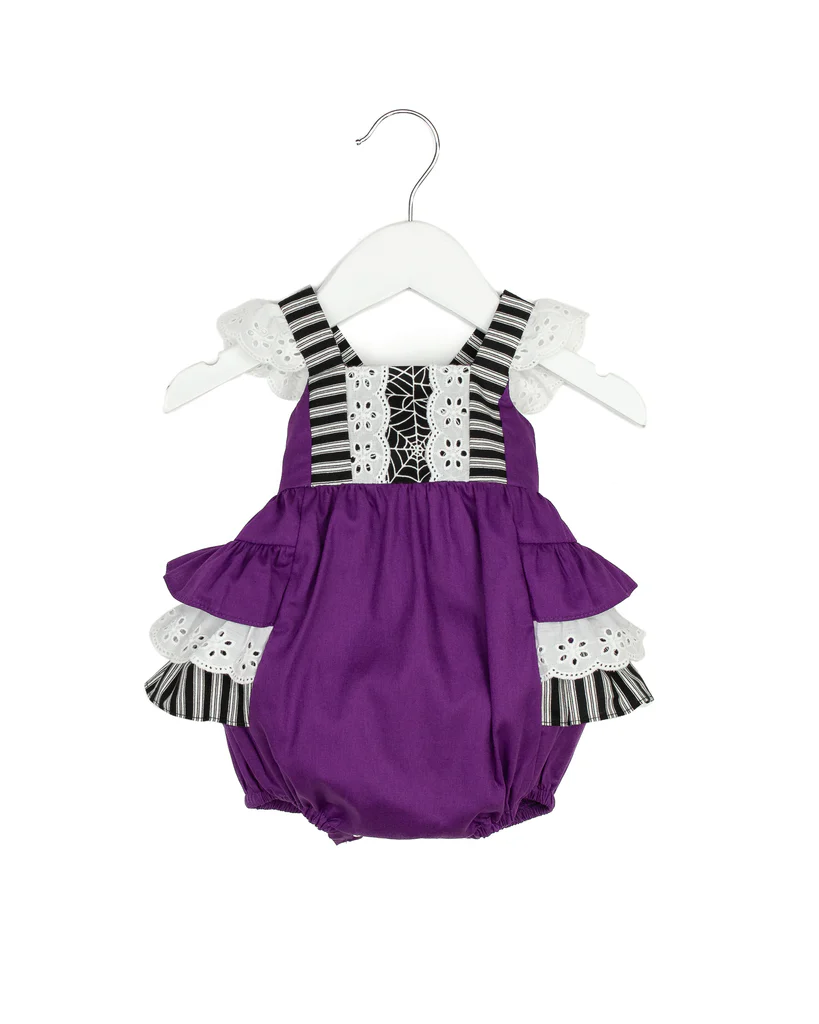 presale SR1973 Halloween Spider Web Lace Purple Vest Bodysuit  8.14