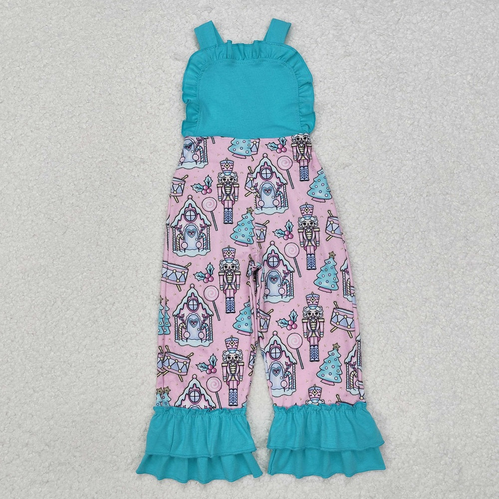 SR2009 Baby Girls Blue Christmas Soldier Straps Jumpsuits
