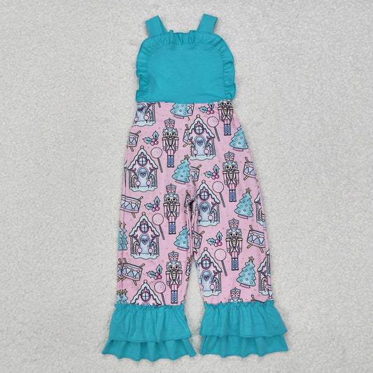 SR2009 Baby Girls Blue Christmas Soldier Straps Jumpsuits