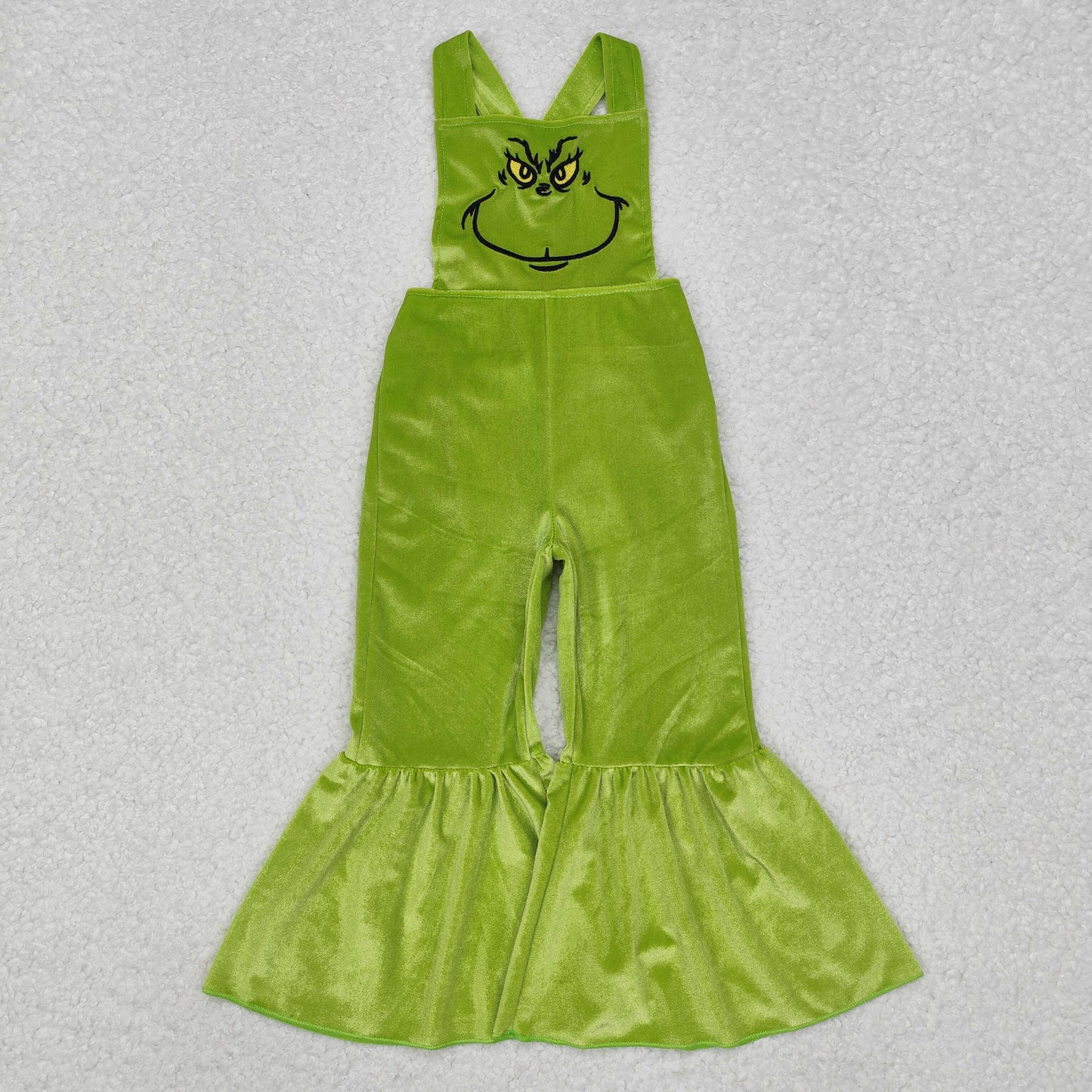 SR2013 green velvet suspender jumpsuit